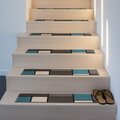 World Rug Gallery Contemporary Modern Boxes Non-Slip Stair Treads8.6 x 26 Blue, 4PK 1523BLUE4PK